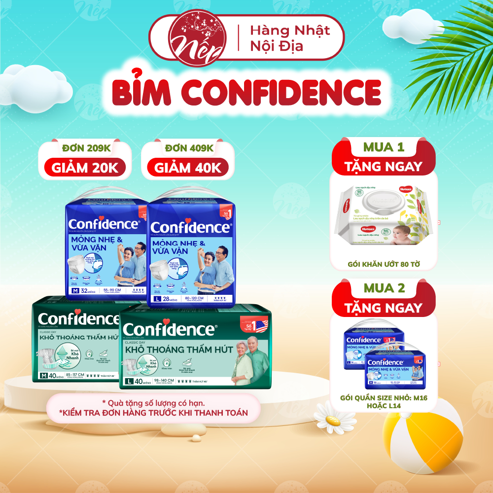 Bỉm/tã dán/quần người lớn CONFIDENCE SLIM&FIT size M/L gói 20/16 miếng ...