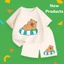 Bộ Cotton Cộc Tay Cho Bé – Hình CapyBara Uống Dừa Trên Phao, Mặc Cả Ngày (M 235)