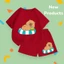 Bộ Cotton Cộc Tay Cho Bé – Hình CapyBara Uống Dừa Trên Phao, Mặc Cả Ngày (M 235)