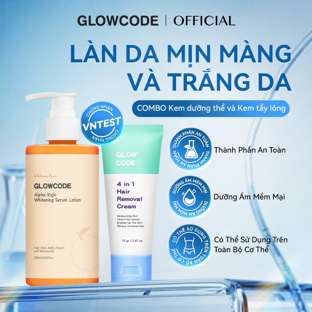 [MUA 2 GIẢM 10%] Combo kem tẩy lông và kem dưỡng thể Glowcode tẩy lông ...