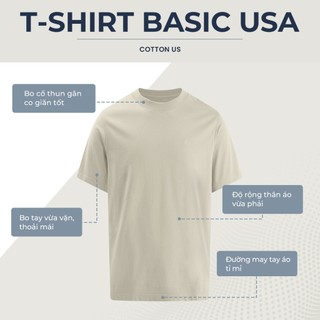 Áo thun nam trơn TSHIRT BASIC USA, vải cotton cao cấp kiểm định USA, thoáng mát, mềm mịn - POLOMANOR