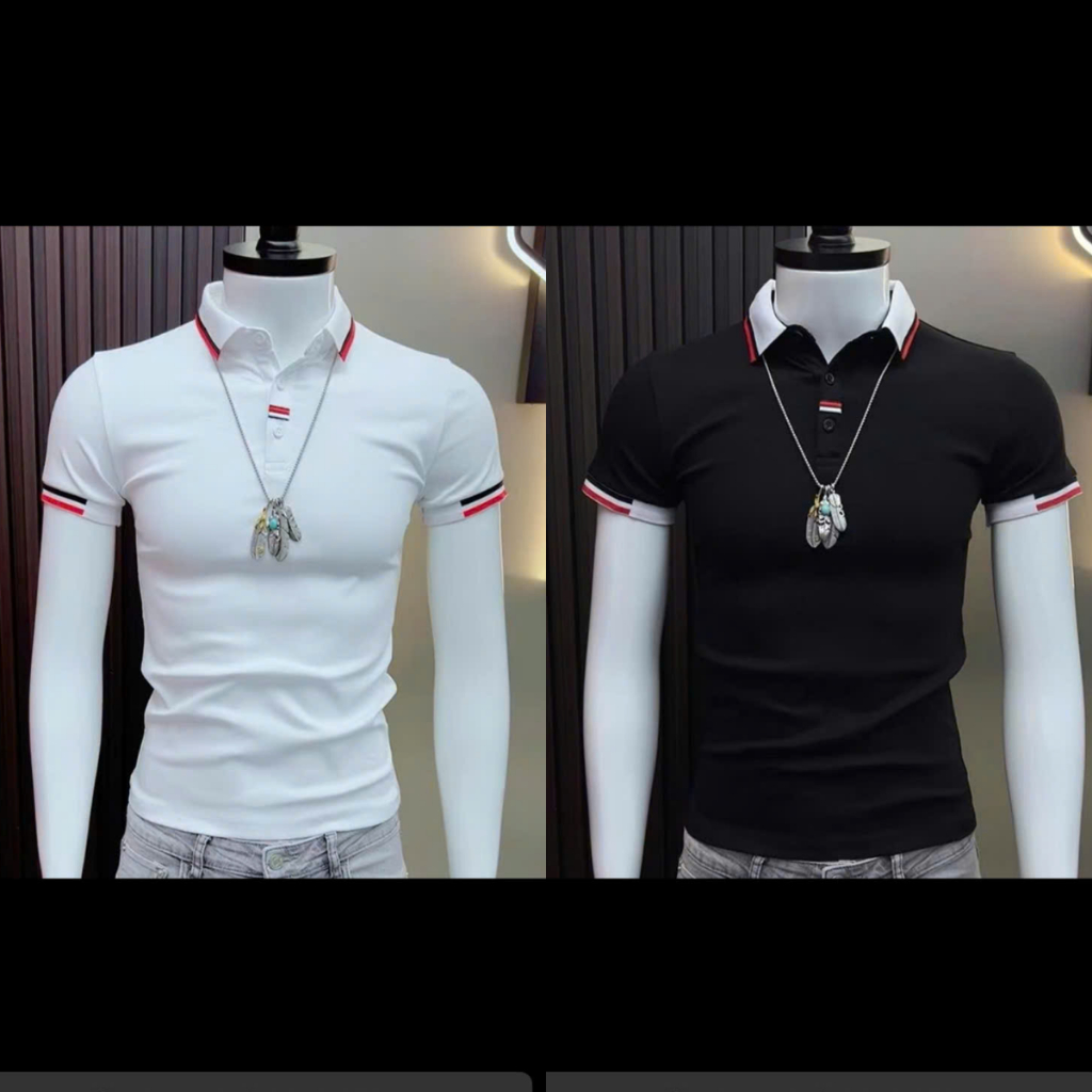 Áo thun nam cổ trụ in Logo chữ HEA cực đẹp, vải cotton co giãn thoáng mát trẻ trung năng động Có Cổ Polo Menswear Shirt