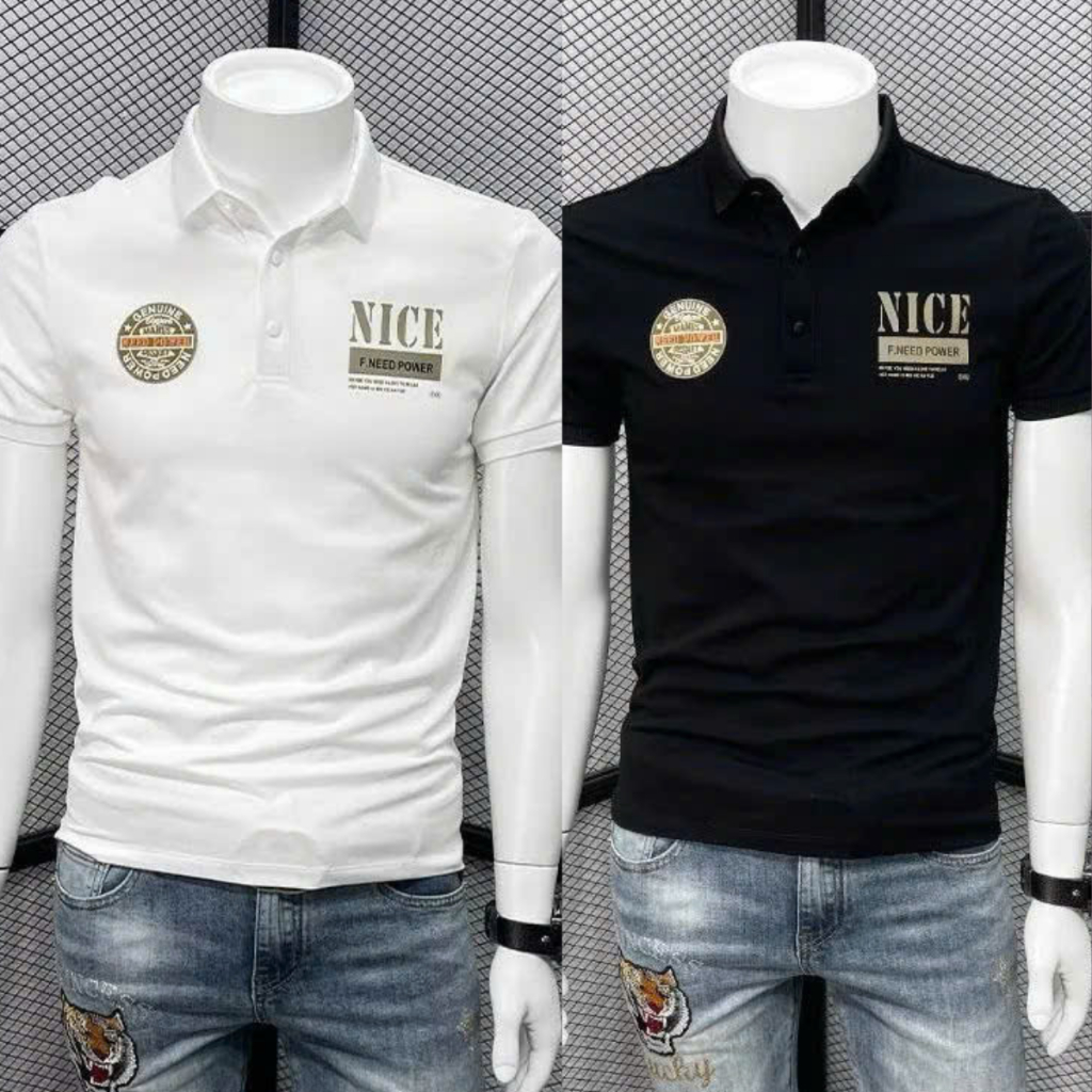 Áo thun nam cổ trụ in Logo chữ HEA cực đẹp, vải cotton co giãn thoáng mát trẻ trung năng động Có Cổ Polo Menswear Shirt