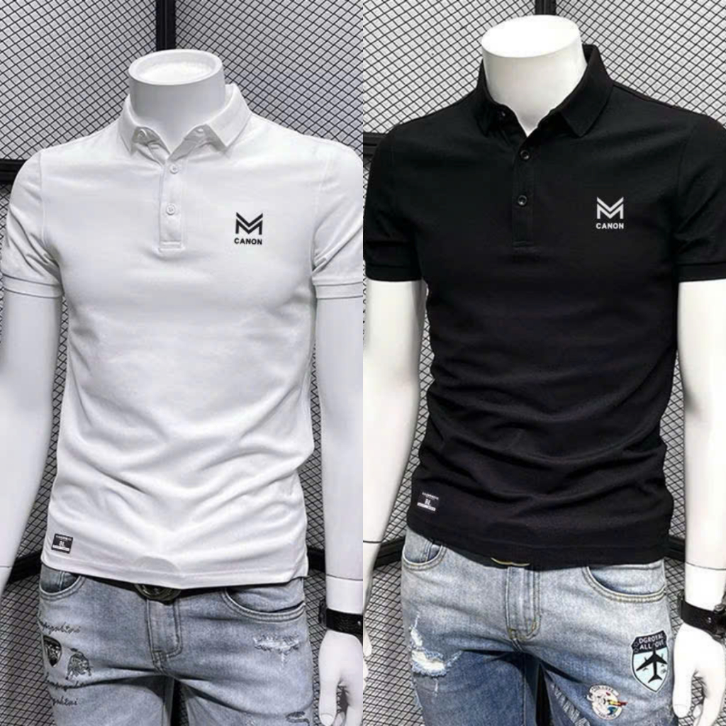 Áo thun nam cổ trụ in Logo chữ HEA cực đẹp, vải cotton co giãn thoáng mát trẻ trung năng động Có Cổ Polo Menswear Shirt