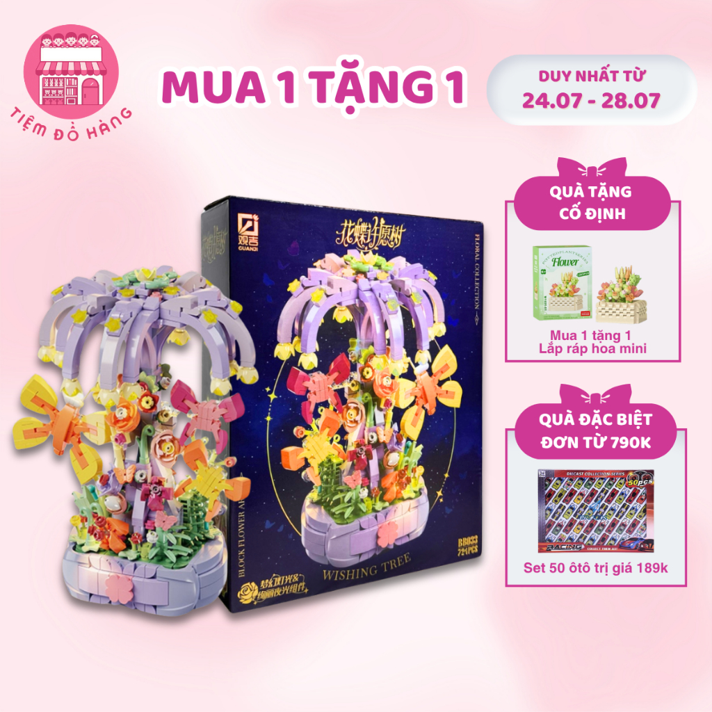 Đồ Chơi Lắp Ráp Mô Hình Lego Cây Ước Nguyện 724 Chi Tiết, Có Đèn Led, Dùng Làm Trang Trí
