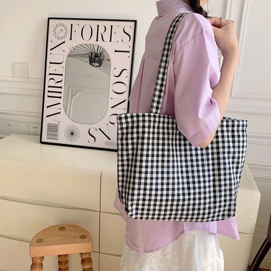 Túi Tote Caro Nhiều Màu Siêu Xinh – Túi Vải Canvas Form Rộng Đi Học, Đi Chơi  – Túi Nhà Bối T23 | BigBuy360 - bigbuy360.vn