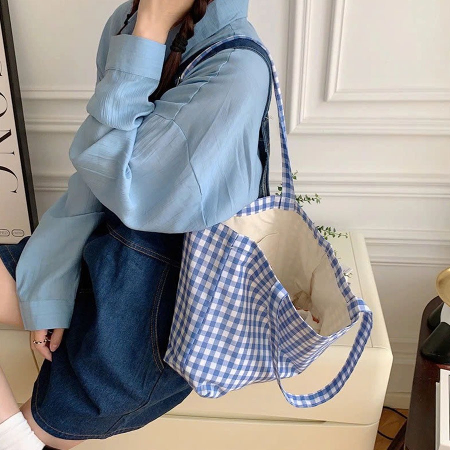 Túi Tote Caro Nhiều Màu Siêu Xinh – Túi Vải Canvas Form Rộng Đi Học, Đi Chơi  – Túi Nhà Bối T23 | BigBuy360 - bigbuy360.vn