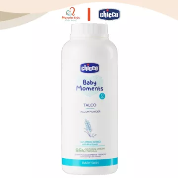 Phấn rôm Chicco chiết xuất tinh bột gạo chai 150g cho bé, phấn rôm trẻ em an toàn - Monnie Kids