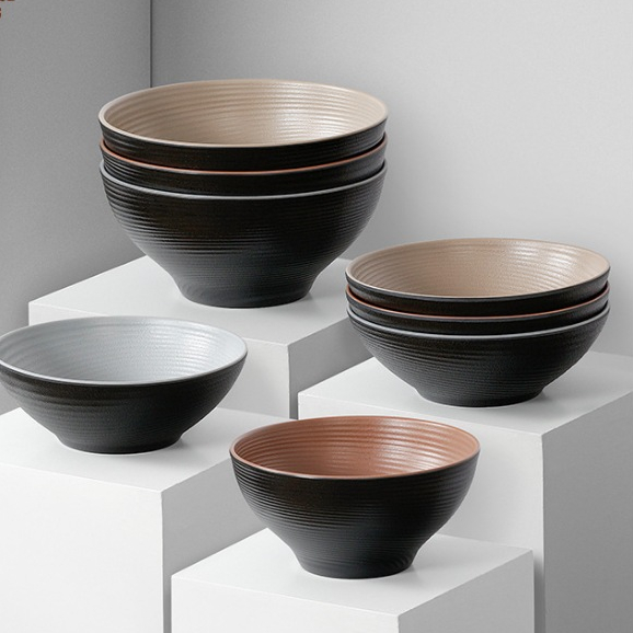 Bát Melamine Họa Tiết Xoắn Ốc Hai Màu - Phong Cách Bắc Âu Cao Cấp 160025-62