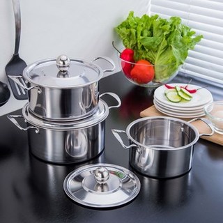 Bộ 3 nồi inox bắt nhiệt tốt,Combo 3 nồi inox có nắp gồm 3 nồi 16cm-18cm-20cm