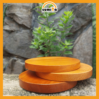 Lót ly gỗ tự nhiên bo tròn, đế lót ly chống thấm bảo vệ bàn, chống thấm nước – decor bàn uống trà