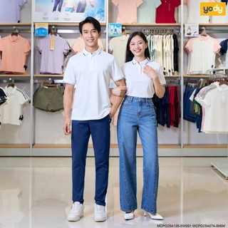 Áo polo cặp đôi nam nữ YODY s.cafe phối cổ trẻ trung năng động WCPO25A074 + MCPO25A135