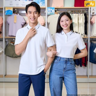 Áo polo cặp đôi nam nữ YODY s.cafe phối cổ trẻ trung năng động WCPO25A074 + MCPO25A135