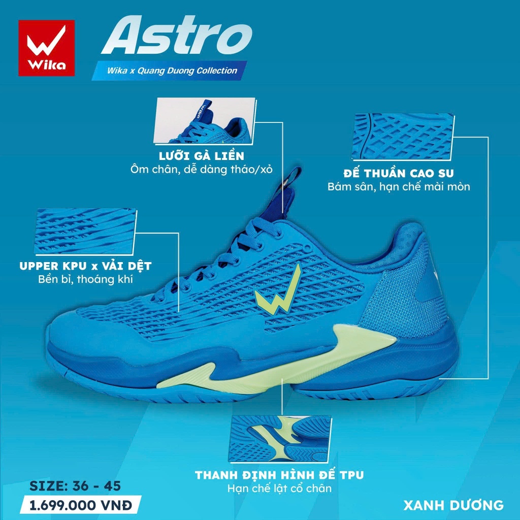 Giày Pickleball Wika ASTRO x QUANG DƯƠNG Chính hãng - Êm Chân - Bám Sân Tốt.