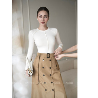 Áo thun gân mongtoghi cổ tròn HAGOO ôm body 4 màu ĐEN/ ĐỎ / TRẮNG / XÁM dài tay thanh lịch [A479]