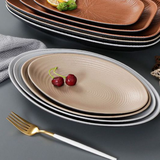 Đĩa Soài Melamine Họa Tiết Xoắn Ốc Hai Màu - Phong Cách Bắc Âu Cao Cấp 160030-85