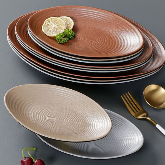 Đĩa Soài Melamine Họa Tiết Xoắn Ốc Hai Màu - Phong Cách Bắc Âu Cao Cấp 160030-85