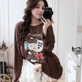 Áo Thun Giấy Dài Tay Cổ Tròn Form Rộng Hình Mixkey Dễ Thương