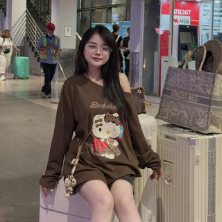 Áo Thun Giấy Dài Tay Cổ Tròn Form Rộng Hình Mixkey Dễ Thương