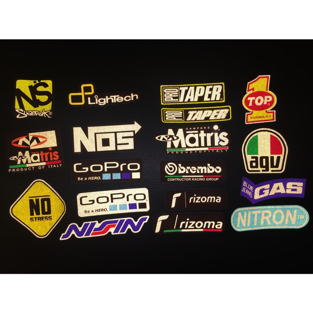 18 mẫu logo phản quang 3M decal cao cấp chống nước. Hình dán sắc nét, bền màu, dính chặt.