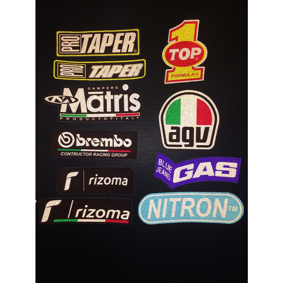 18 mẫu logo phản quang 3M decal cao cấp chống nước. Hình dán sắc nét, bền màu, dính chặt.