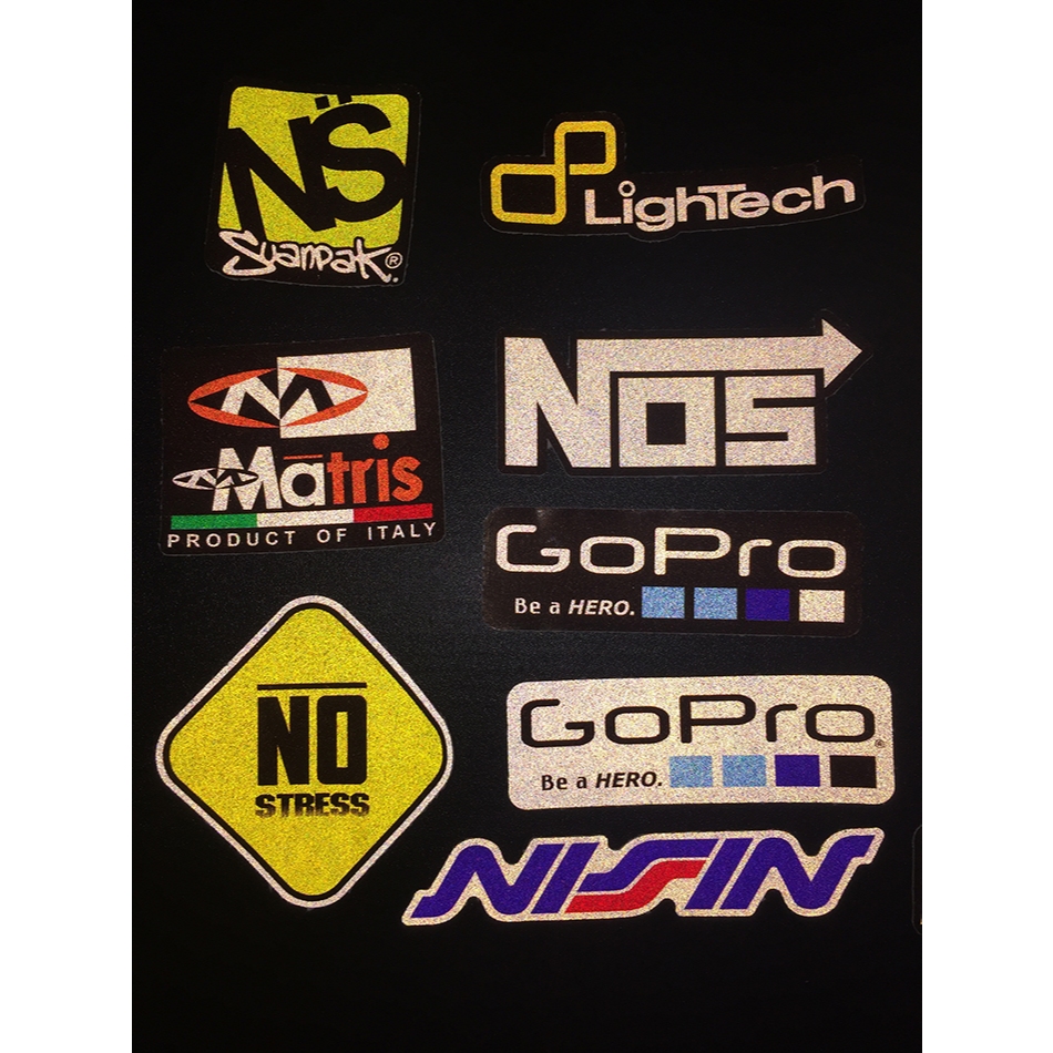 18 mẫu logo phản quang 3M decal cao cấp chống nước. Hình dán sắc nét, bền màu, dính chặt.