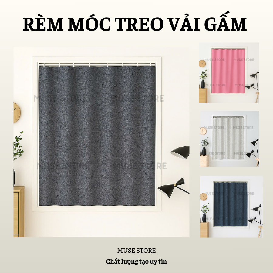 Rèm Móc Rido Ngăn Phòng Chất Liệu Vải Gấm Cao Cấp Dày Dặn, Rèm Treo Cửa ...