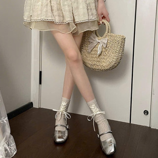 Giày lolita nữ da PU tổng hợp dệt vải đế cao su dễ thương đáng yêu nữ tính thanh lịch