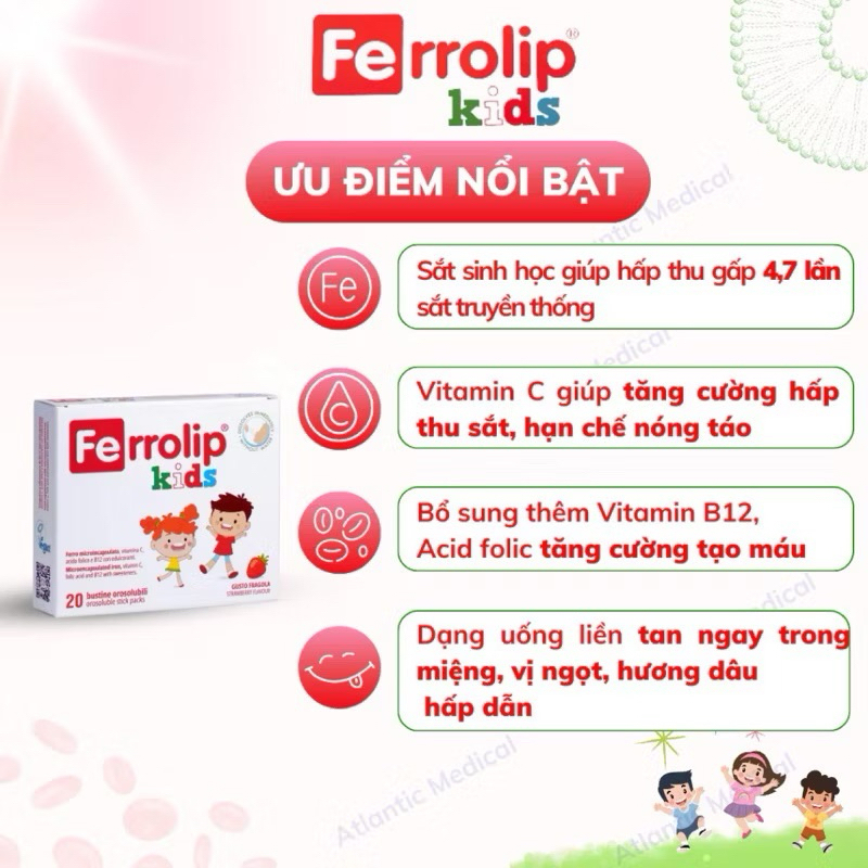Sắt Ferrolip Bổ Sung Sắt Cho Trẻ Sơ Sinh và trẻ nhỏ hàng chính hãng date mới