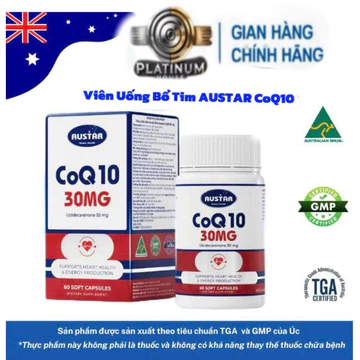 Viên Uống Hỗ Trợ Tim Mạch AUSTAR CoQ10 30mg – Tăng Cường Sức Khỏe Tim – Giảm Mệt Mỏi – Nhập Khẩu Từ Úc