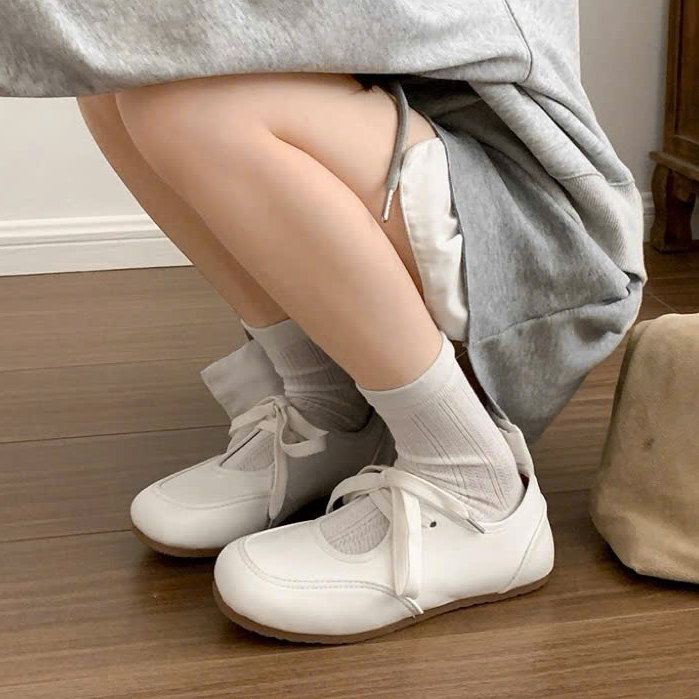Giày Ballet thắt nơ mềm mại, Giày da Mary Jane đế bằng kiểu dáng Basic ...
