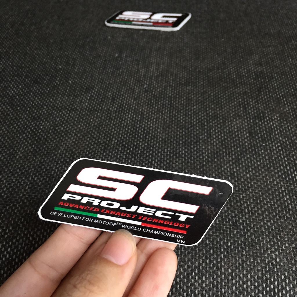 SC project[8x3cm] decal cao cấp chống nước, sắc nét, bền màu, dính chặt. Hình dán logo trang trí mọi nơi