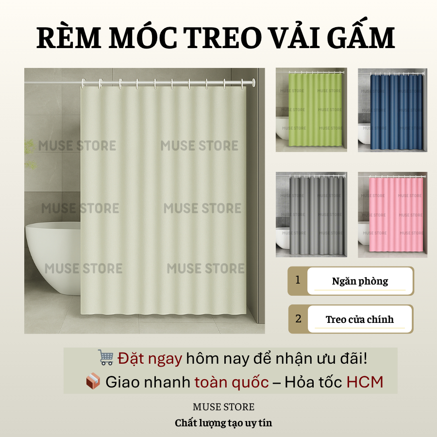 Rèm Cửa Rido Chống Nắng - Rèm Rido Vải Gấm Ngăn Phòng Móc Treo MUSE ...