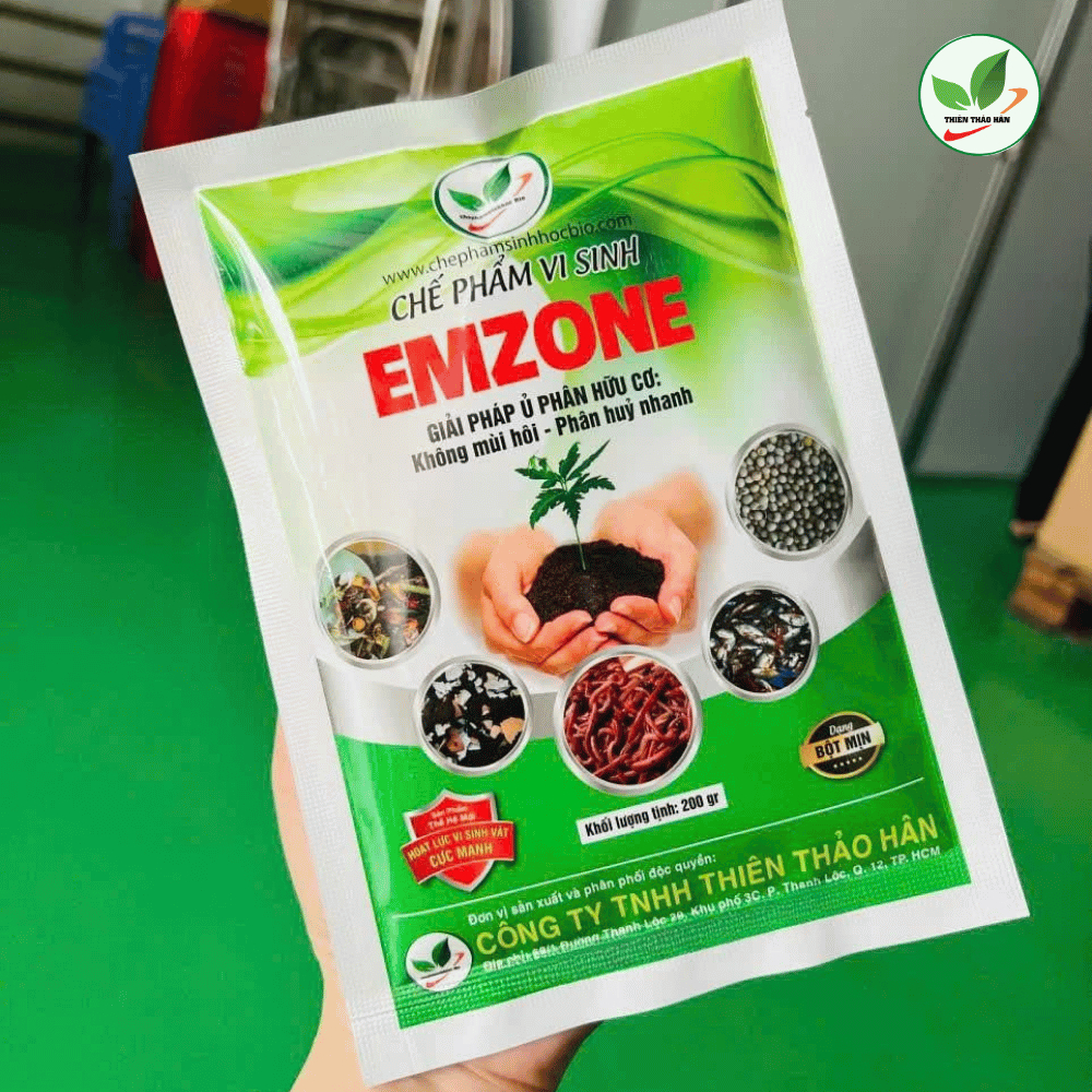 Emzone. Khử mùi hôi phân cá, ủ đậu tương và rác thải sinh hoạt. men khử mùi. Gói 200gr