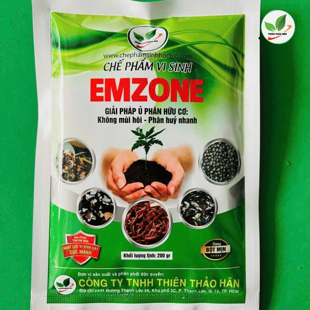 Emzone. Khử mùi hôi phân cá, ủ đậu tương và rác thải sinh hoạt. men khử mùi. Gói 200gr