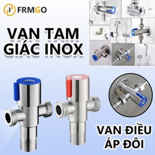Van nước chữ T chân trụ chia 2 cổng xả, Inox SUS 304 ren 20mm, 21mm lắp trong tường