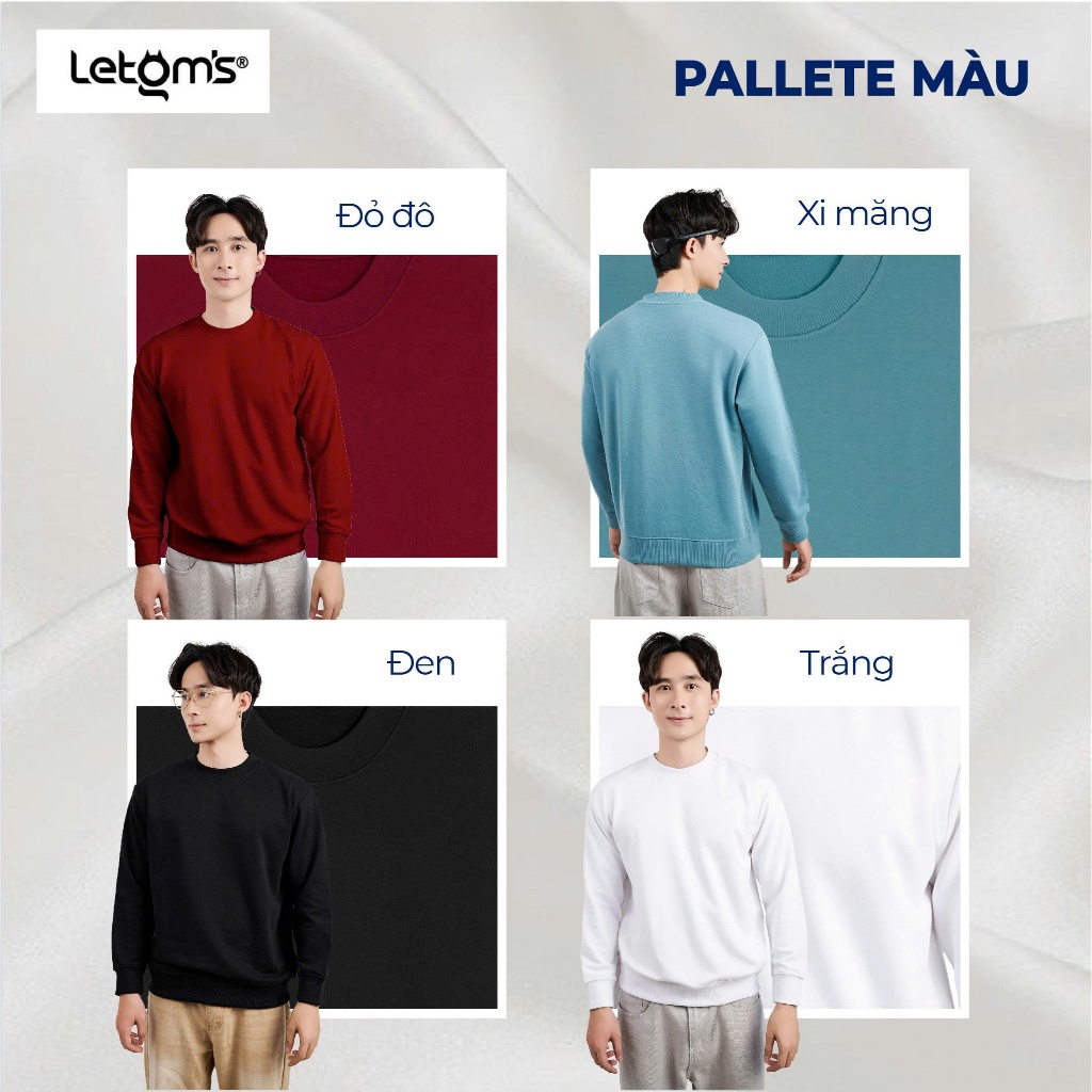 Áo Sweater Nam Nỉ Chân Cua LeTom's, Form Oversize, Ấm Áp, Co Giãn, Nhiều Màu, Không Bai Nhão