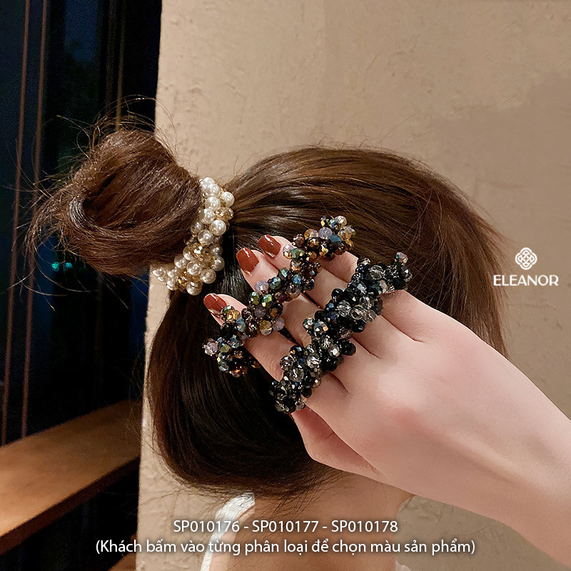 Dây buộc tóc nữ Eleanor Accessories đính đá phụ kiện tóc dây cột tóc ngọc trai nhân tạo 10176