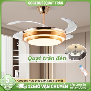 【COD】Quạt trần phòng khách 6 tốc độ gió quạt không 4 cánh có đèn led