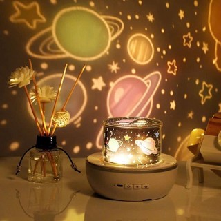 Đèn Ngủ Chiếu Sao Xoay 360 Độ Led Usb Đổi Màu Mini Dễ Thương Kèm 6 Film | Đèn Chiếu Vũ Trụ Decor