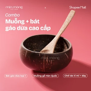 Combo Bát Gáo Dừa Và Muỗng Gỗ Hàn Quốc Ăn Ngũ Cốc Granola Salad Sữa Chua Hoa Quả, Đựng Bột