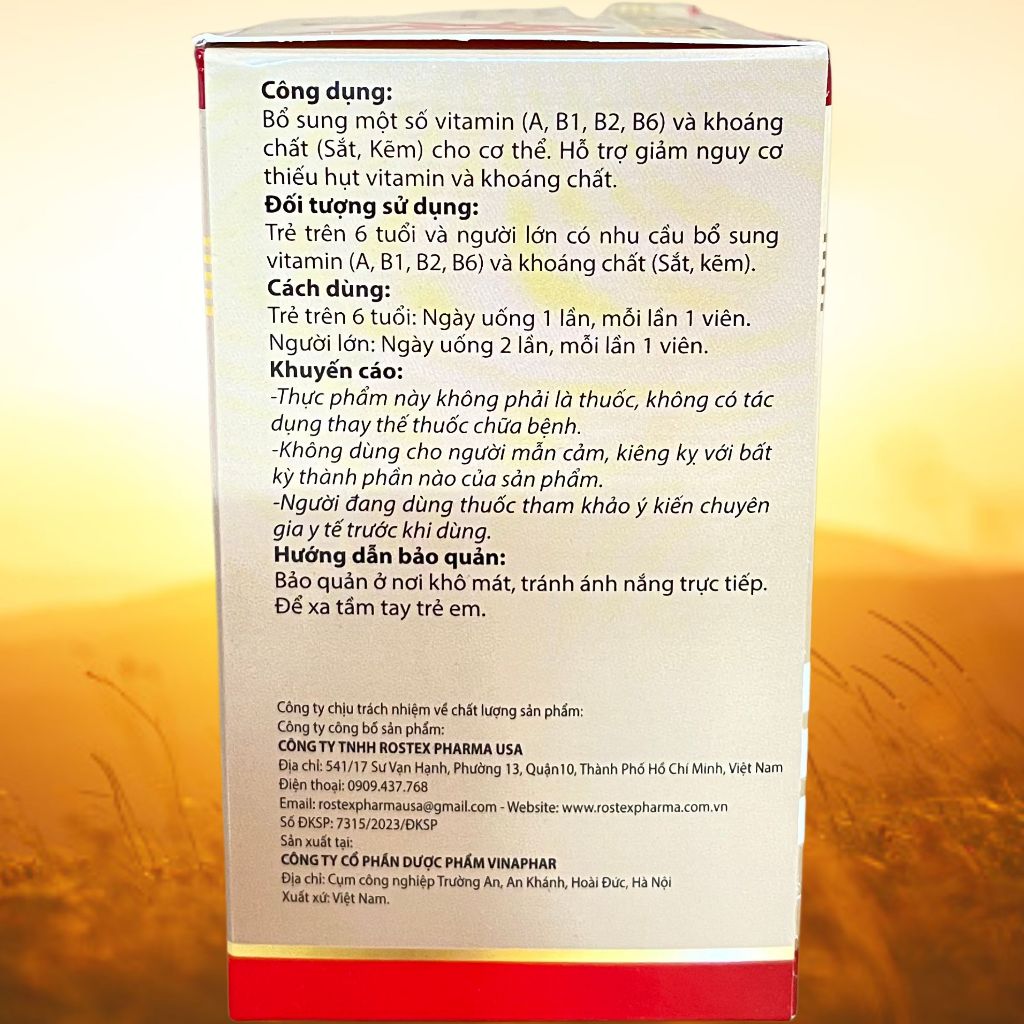 Phagelvit Plus 100 Viên - Rostex - Vinaphar - Vitamin Thanh Lọc