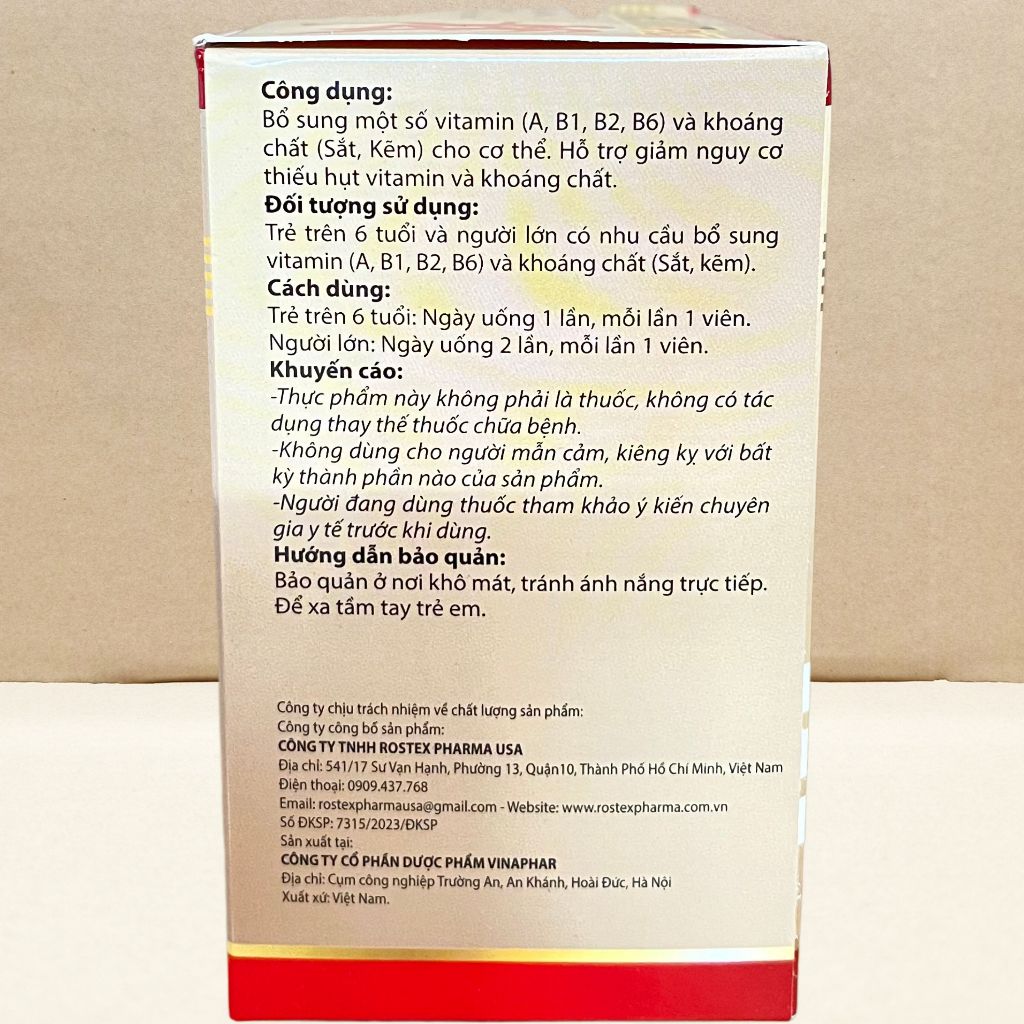 Combo 5 Hộp Phagelvit Plus 100 Viên - Rostex - Vinaphar - Vitamin Chữa Lành