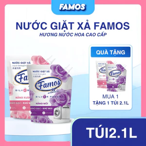 Nước Giặt Xả Famos Công Nghệ Nano Bạc (Túi 2.1kg, 3.2kg) Khử Mùi - Làm Sạch Tốt - Lưu Hương