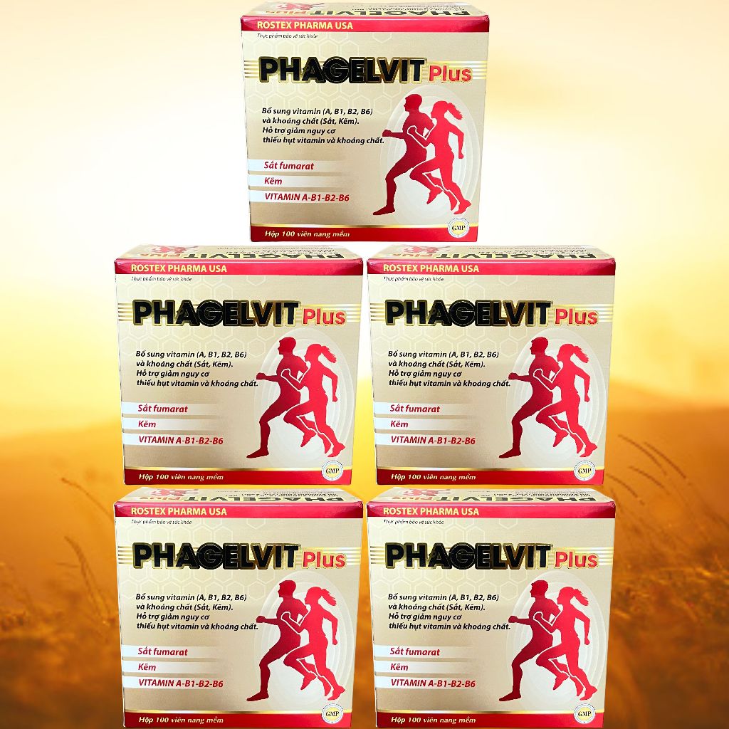 Combo 5 Hộp Phagelvit Plus 100 Viên - Rostex - Vinaphar - Vitamin Thanh Lọc