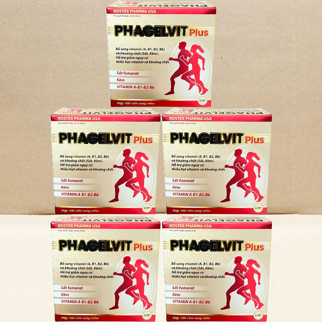 Combo 5 Hộp Phagelvit Plus 100 Viên - Rostex - Vinaphar - Vitamin Chữa Lành