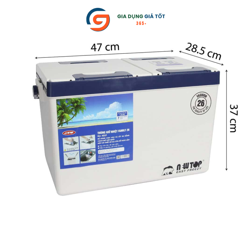 Thùng giữ nhiệt Song Long 26L Family -Thùng đá giữ lạnh cắm trại, du lịch, có tay xách chắc chắn