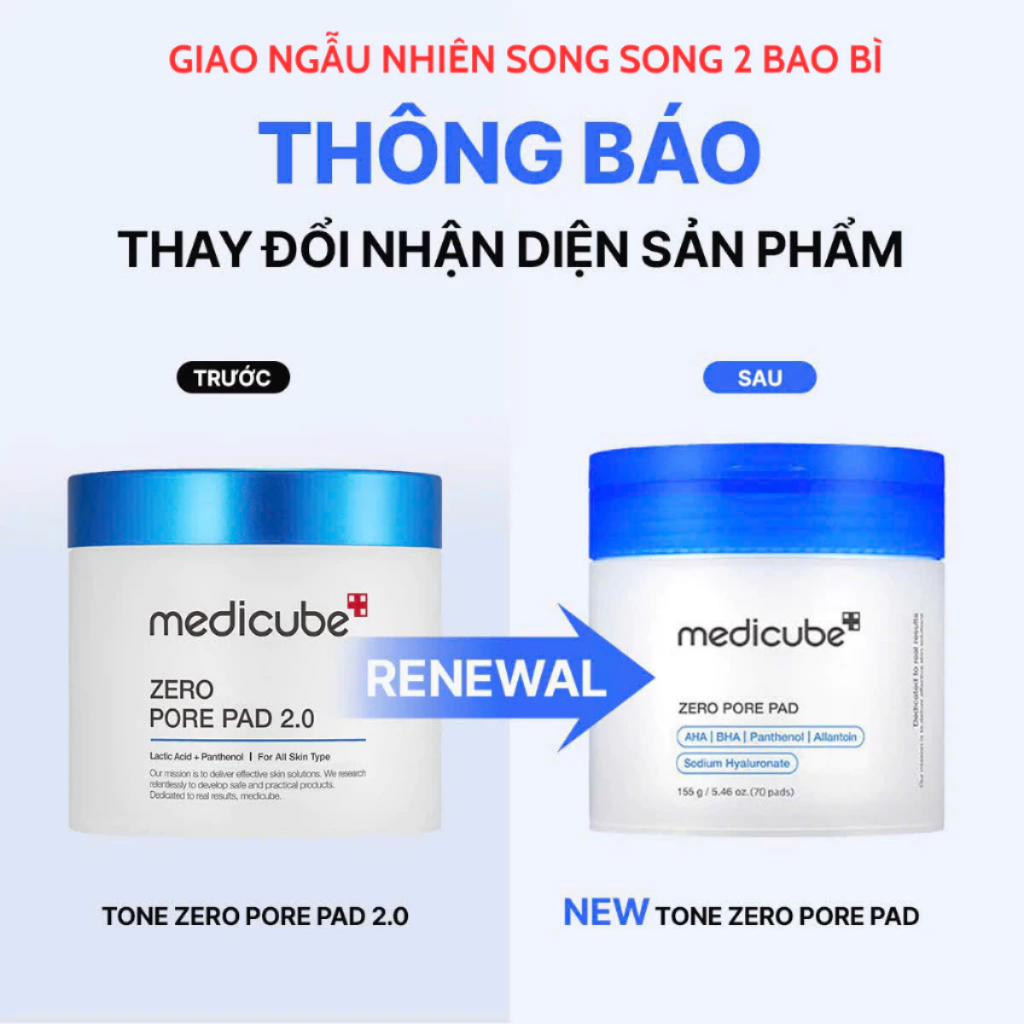 Toner pad Thu Nhỏ Lỗ Chân Lông, sạch da Medicube ZERO PORE PAD 2.0 - 70 miếng