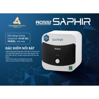 [GIAO LẮP MIỀN BẮC] Bình nóng lạnh gián tiếp Rossi Saphir Vuông (15/20/30 Lít) - Chính hãng, Bảo Hành 7 năm