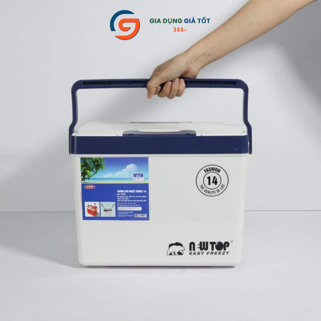 Thùng đựng đá 14L Family nhựa dày - hộp giữ nhiệt mini đựng nước đá, thức ăn, giao màu ngẫu nhiên